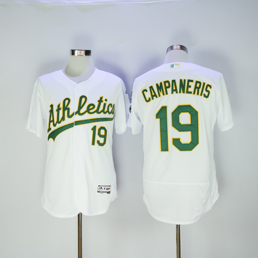 Men Oakland Athletics 19 Campaneris White MLB Jerseys